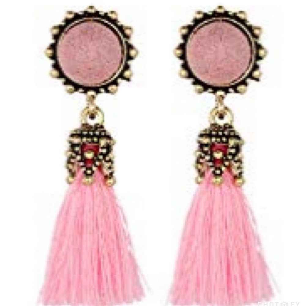 Pink tassel earrings